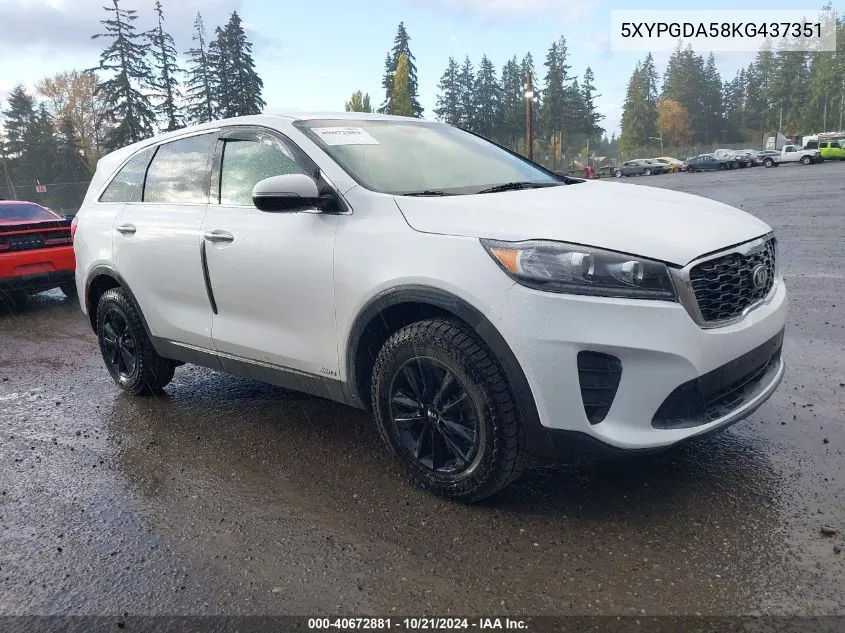 2019 Kia Sorento 3.3L Lx VIN: 5XYPGDA58KG437351 Lot: 40672881