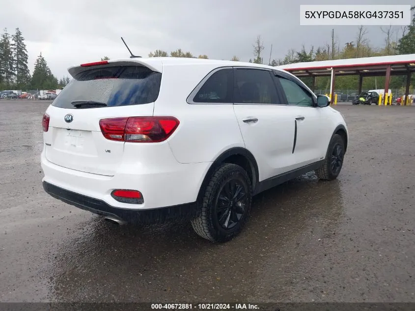 2019 Kia Sorento 3.3L Lx VIN: 5XYPGDA58KG437351 Lot: 40672881