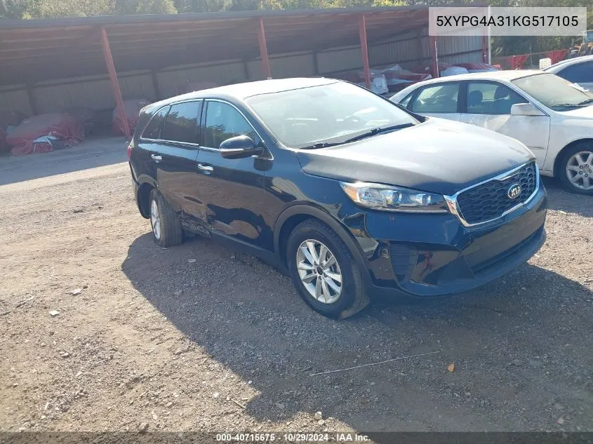 2019 Kia Sorento 2.4L Lx VIN: 5XYPG4A31KG517105 Lot: 40715675