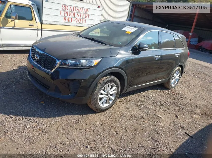 2019 Kia Sorento 2.4L Lx VIN: 5XYPG4A31KG517105 Lot: 40715675