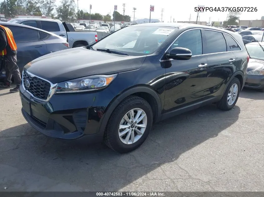 2019 Kia Sorento 2.4L Lx VIN: 5XYPG4A37KG507226 Lot: 40742583