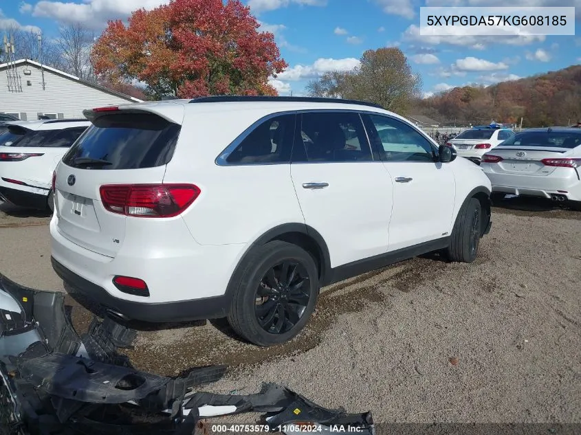 2019 Kia Sorento 3.3L S VIN: 5XYPGDA57KG608185 Lot: 40753579