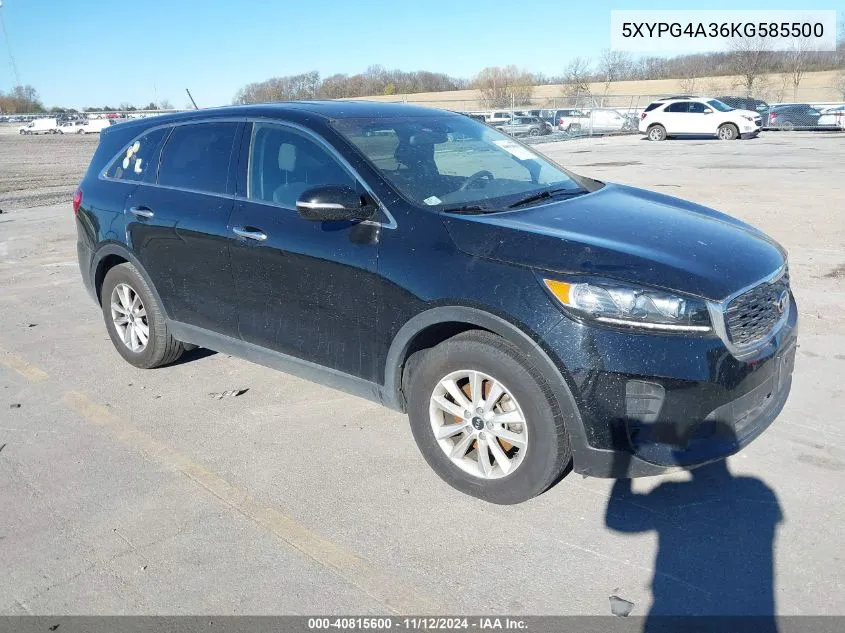 2019 Kia Sorento 2.4L L VIN: 5XYPG4A36KG585500 Lot: 40815600