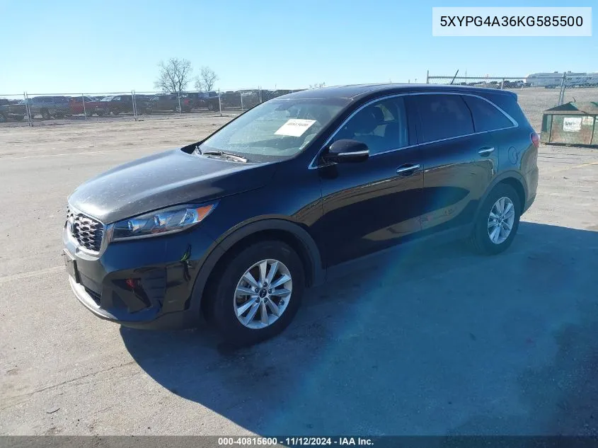 2019 Kia Sorento 2.4L L VIN: 5XYPG4A36KG585500 Lot: 40815600