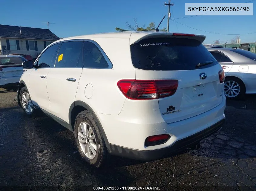 2019 Kia Sorento 3.3L Lx VIN: 5XYPG4A5XKG566496 Lot: 40821233