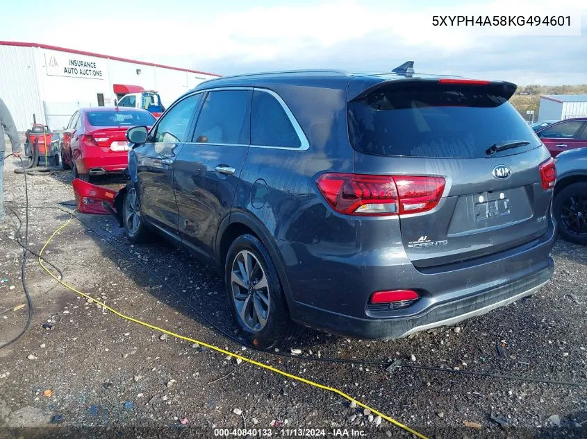 2019 Kia Sorento 3.3L Ex VIN: 5XYPH4A58KG494601 Lot: 40840133