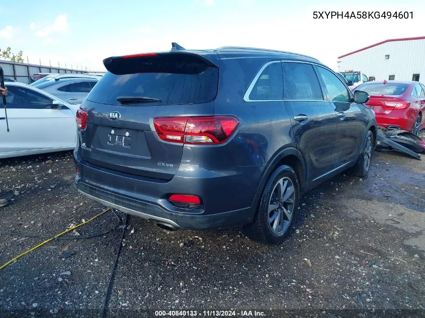 2019 Kia Sorento 3.3L Ex VIN: 5XYPH4A58KG494601 Lot: 40840133