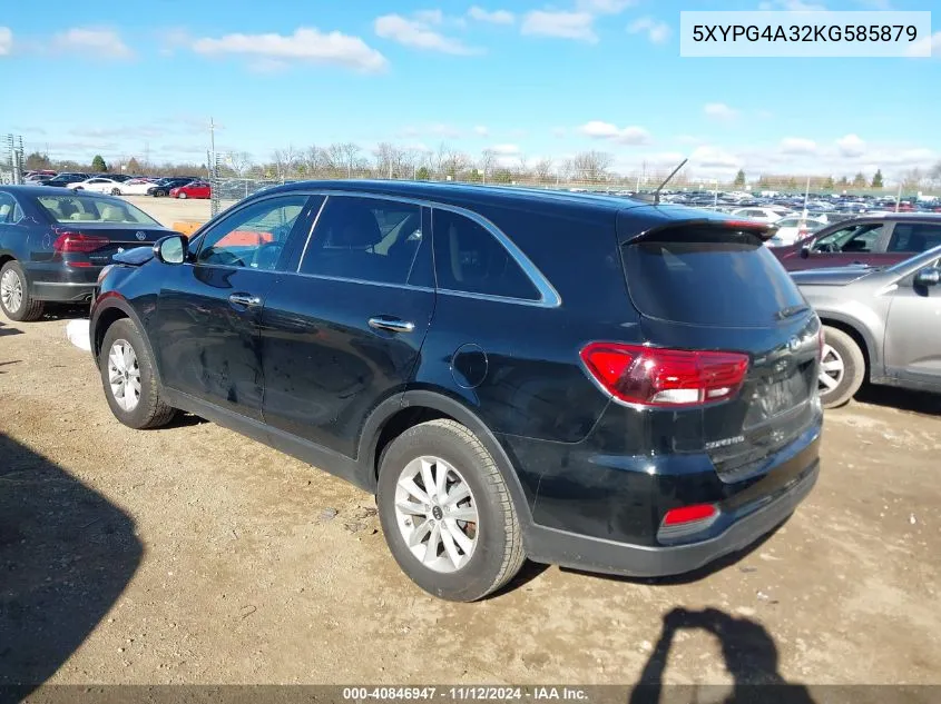 2019 Kia Sorento 2.4L L VIN: 5XYPG4A32KG585879 Lot: 40846947