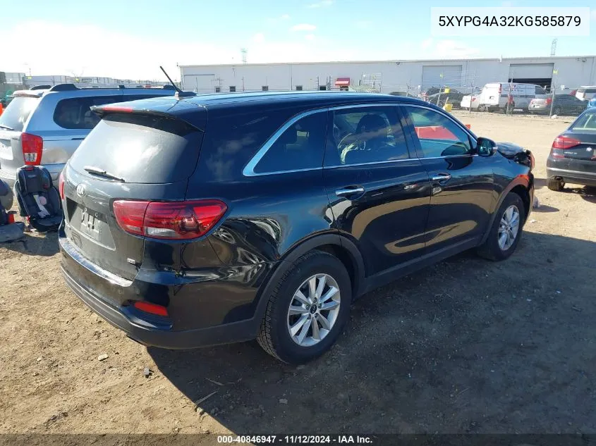 2019 Kia Sorento 2.4L L VIN: 5XYPG4A32KG585879 Lot: 40846947