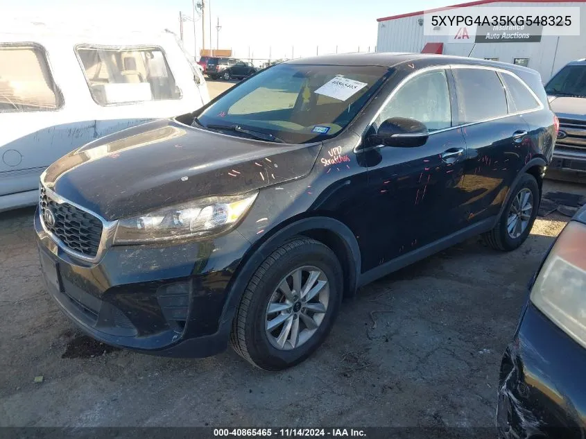 2019 Kia Sorento 2.4L Lx VIN: 5XYPG4A35KG548325 Lot: 40865465