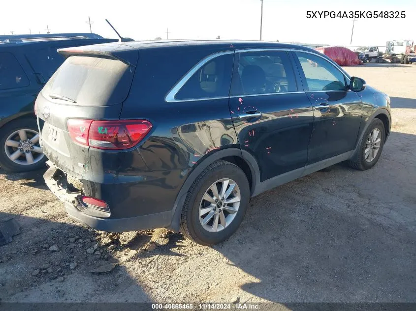 2019 Kia Sorento 2.4L Lx VIN: 5XYPG4A35KG548325 Lot: 40865465