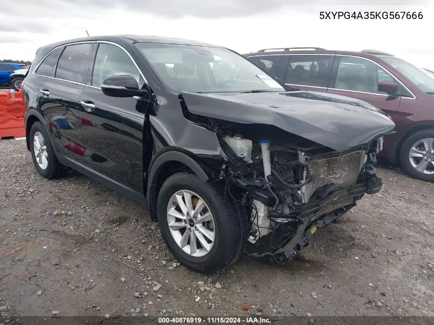 2019 Kia Sorento 2.4L Lx VIN: 5XYPG4A35KG567666 Lot: 40876919