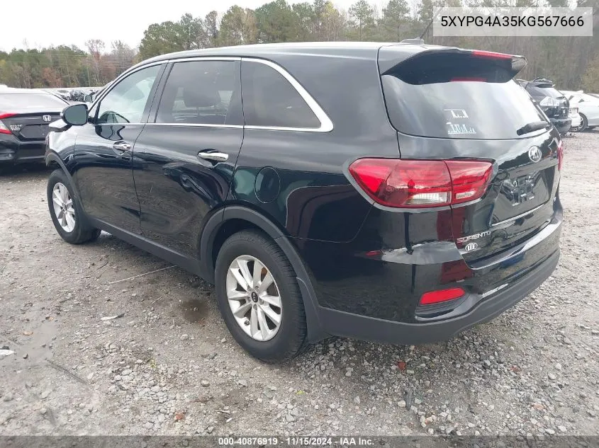 2019 Kia Sorento 2.4L Lx VIN: 5XYPG4A35KG567666 Lot: 40876919