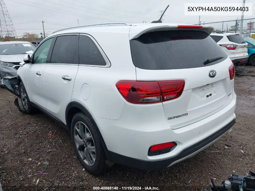 2019 Kia Sorento 3.3L Ex Sport VIN: 5XYPH4A50KG594403 Lot: 40888140