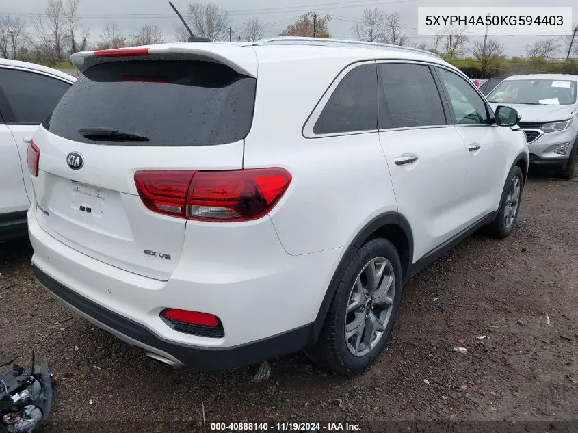 2019 Kia Sorento 3.3L Ex Sport VIN: 5XYPH4A50KG594403 Lot: 40888140