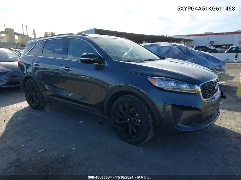 2019 Kia Sorento 3.3L S VIN: 5XYPG4A51KG611468 Lot: 40895684