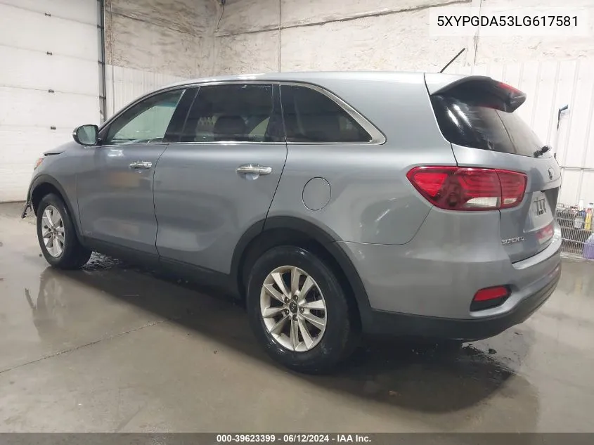 2020 Kia Sorento 3.3L Lx VIN: 5XYPGDA53LG617581 Lot: 39623399