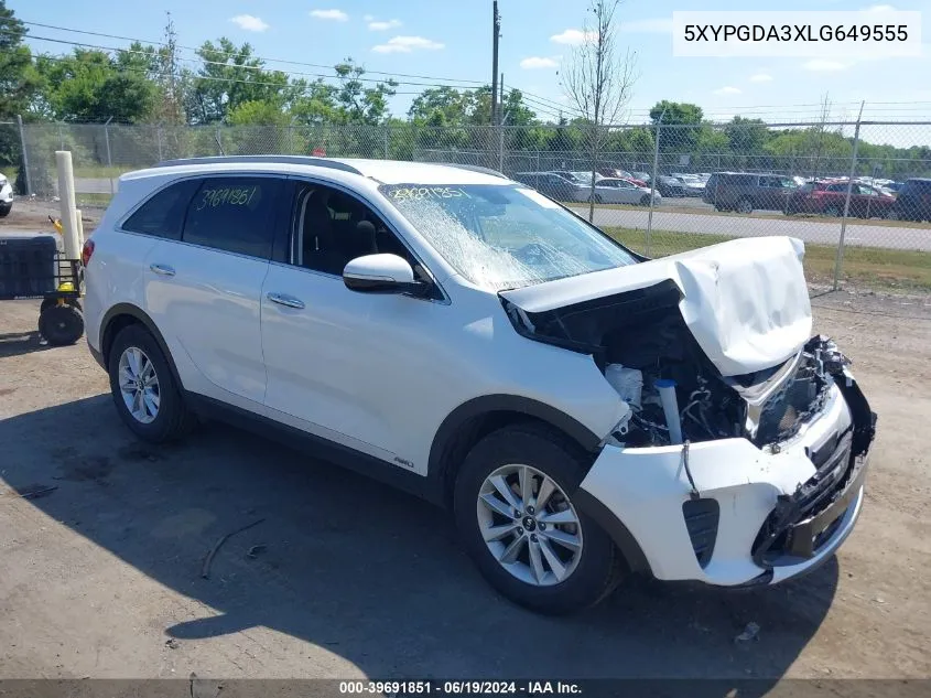 2020 Kia Sorento 2.4L Lx VIN: 5XYPGDA3XLG649555 Lot: 39691851