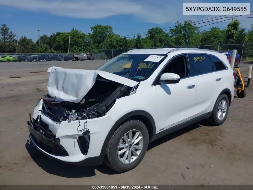 2020 Kia Sorento 2.4L Lx VIN: 5XYPGDA3XLG649555 Lot: 39691851