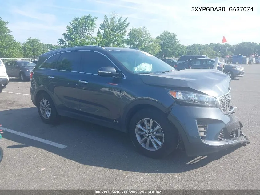 2020 Kia Sorento 2.4L Lx VIN: 5XYPGDA30LG637074 Lot: 39705616