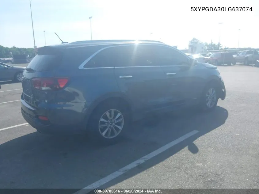 2020 Kia Sorento 2.4L Lx VIN: 5XYPGDA30LG637074 Lot: 39705616