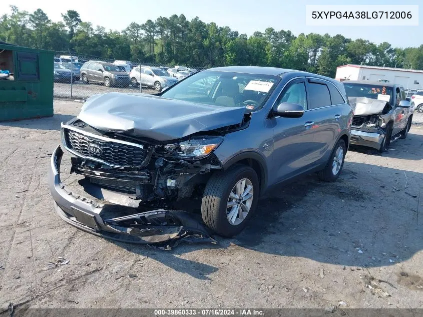 2020 Kia Sorento 2.4L L VIN: 5XYPG4A38LG712006 Lot: 39860333