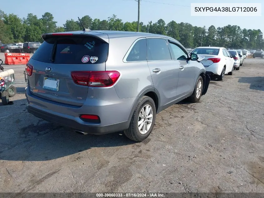 2020 Kia Sorento 2.4L L VIN: 5XYPG4A38LG712006 Lot: 39860333