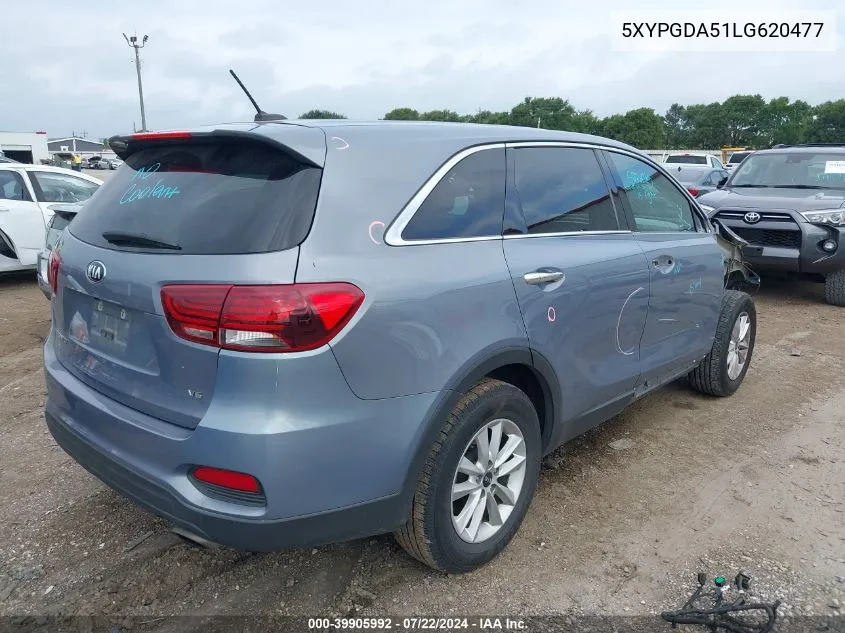 2020 Kia Sorento 3.3L Lx VIN: 5XYPGDA51LG620477 Lot: 39905992