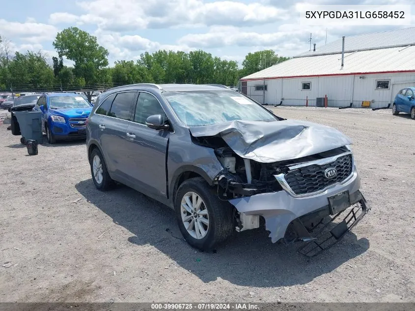 2020 Kia Sorento L/Lx VIN: 5XYPGDA31LG658452 Lot: 39906725