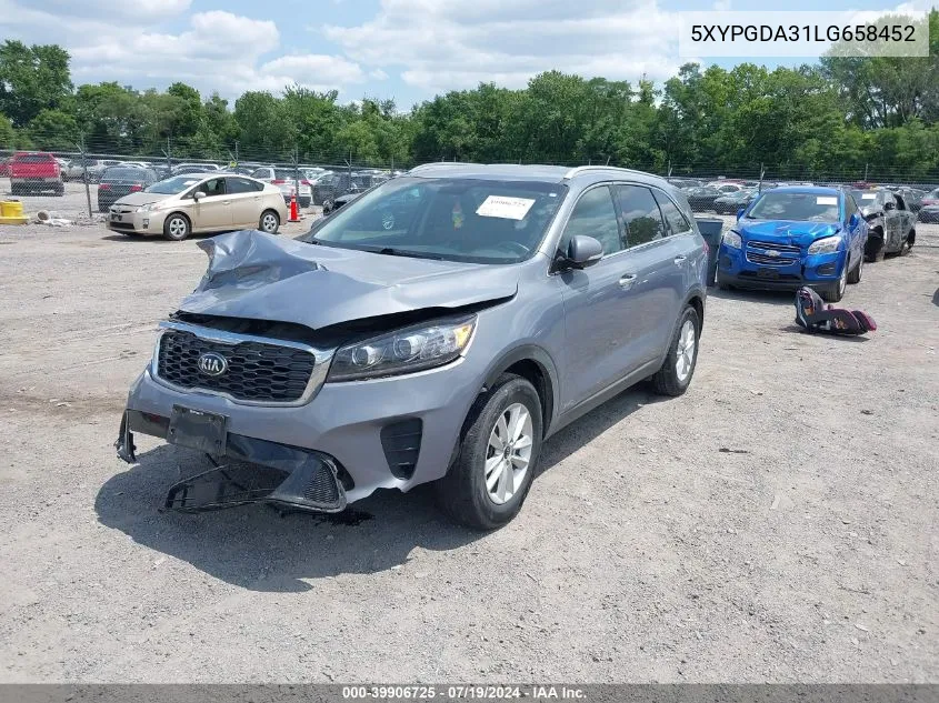 2020 Kia Sorento L/Lx VIN: 5XYPGDA31LG658452 Lot: 39906725