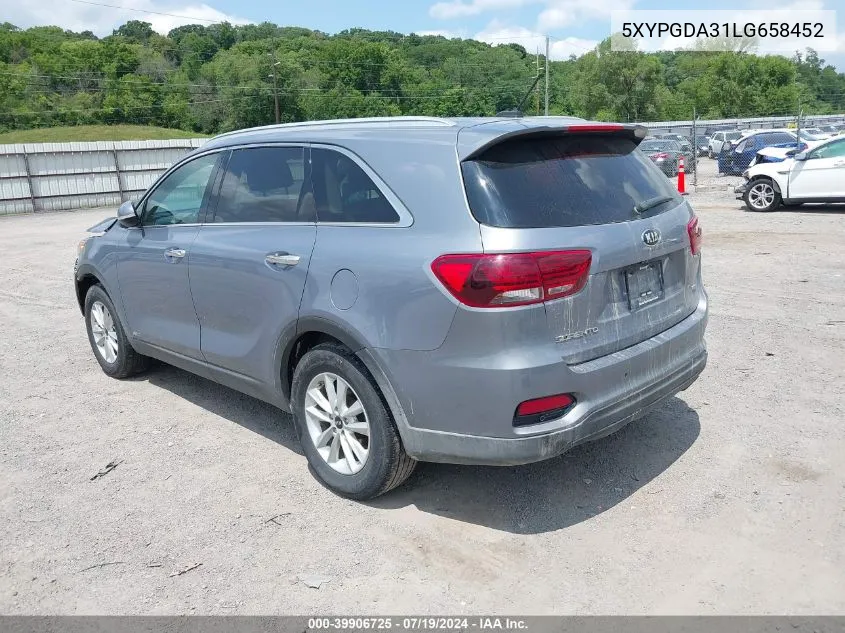 2020 Kia Sorento L/Lx VIN: 5XYPGDA31LG658452 Lot: 39906725