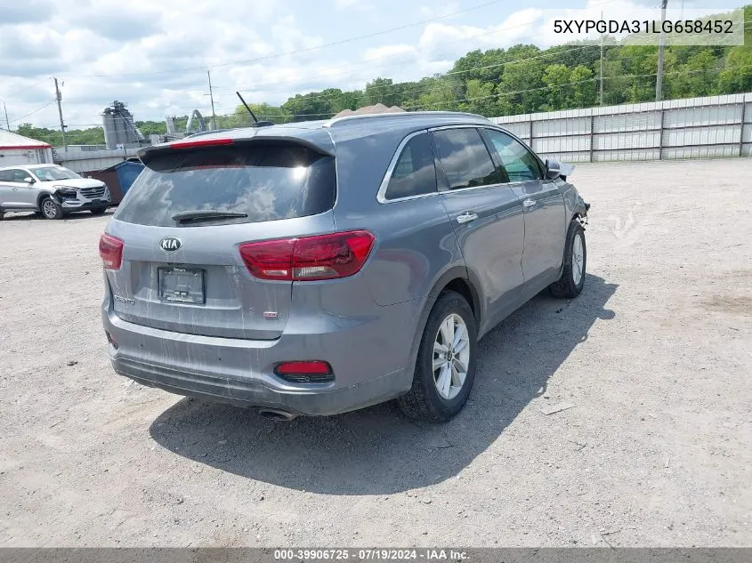 2020 Kia Sorento L/Lx VIN: 5XYPGDA31LG658452 Lot: 39906725