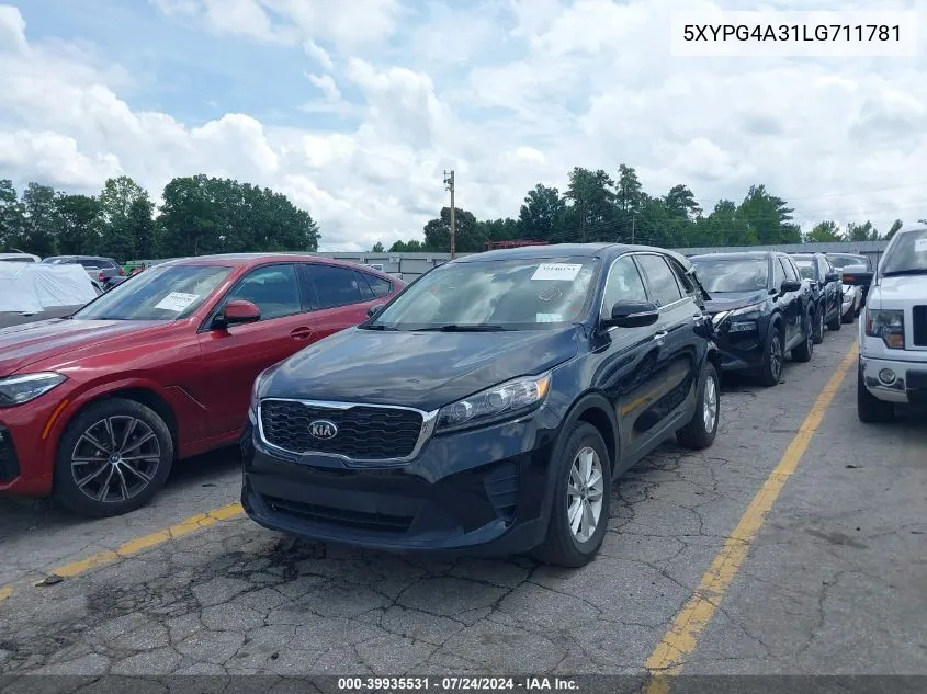 2020 Kia Sorento 2.4L L VIN: 5XYPG4A31LG711781 Lot: 39935531