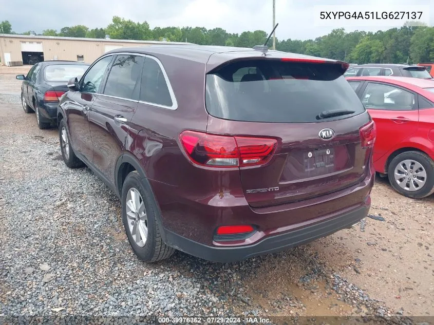 2020 Kia Sorento 3.3L Lx VIN: 5XYPG4A51LG627137 Lot: 39976362