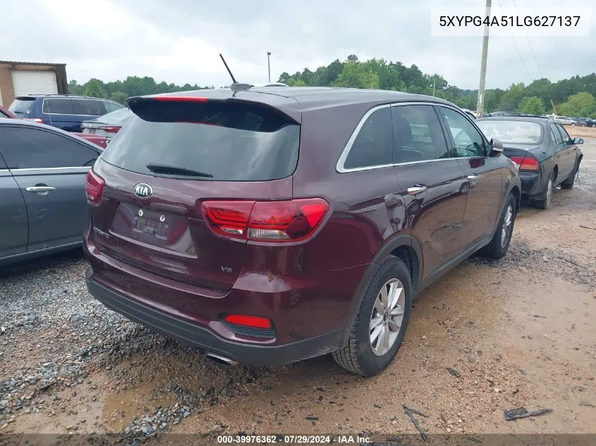 2020 Kia Sorento 3.3L Lx VIN: 5XYPG4A51LG627137 Lot: 39976362