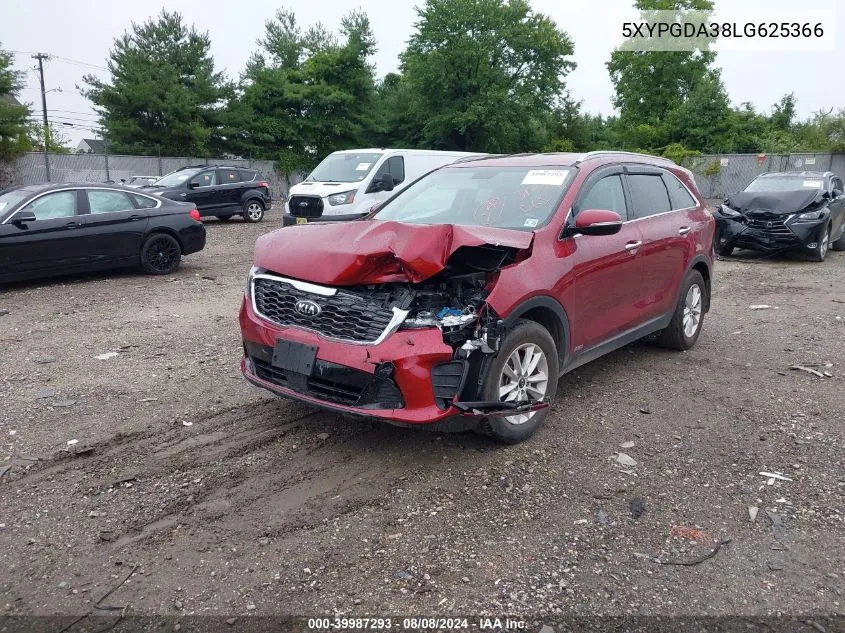 2020 Kia Sorento 2.4L Lx VIN: 5XYPGDA38LG625366 Lot: 39987293