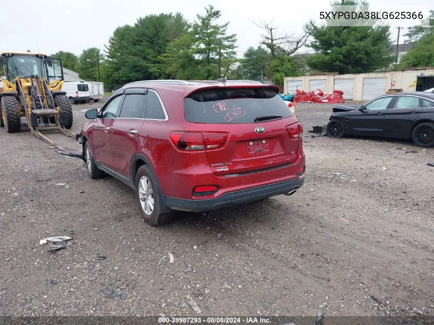 2020 Kia Sorento 2.4L Lx VIN: 5XYPGDA38LG625366 Lot: 39987293