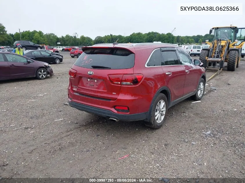 2020 Kia Sorento 2.4L Lx VIN: 5XYPGDA38LG625366 Lot: 39987293