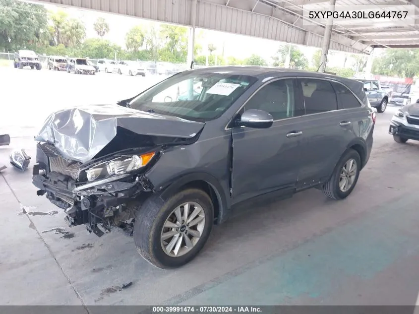 2020 Kia Sorento 2.4L L VIN: 5XYPG4A30LG644767 Lot: 39991474