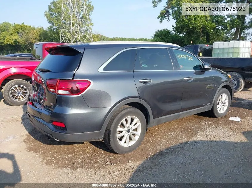 2020 Kia Sorento 2.4L Lx VIN: 5XYPGDA30LG675923 Lot: 40007967