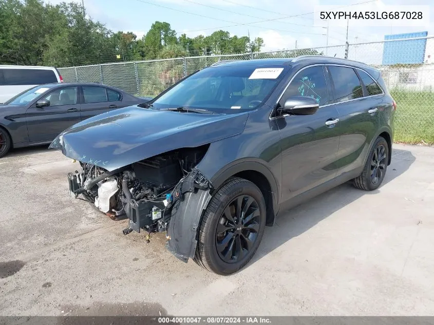 2020 Kia Sorento 3.3L Ex VIN: 5XYPH4A53LG687028 Lot: 40010047