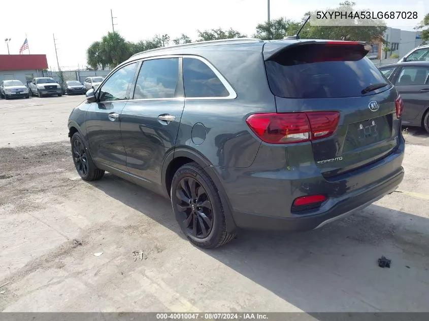 2020 Kia Sorento 3.3L Ex VIN: 5XYPH4A53LG687028 Lot: 40010047