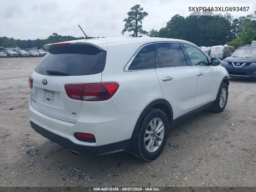 2020 Kia Sorento 2.4L L VIN: 5XYPG4A3XLG693457 Lot: 40015356