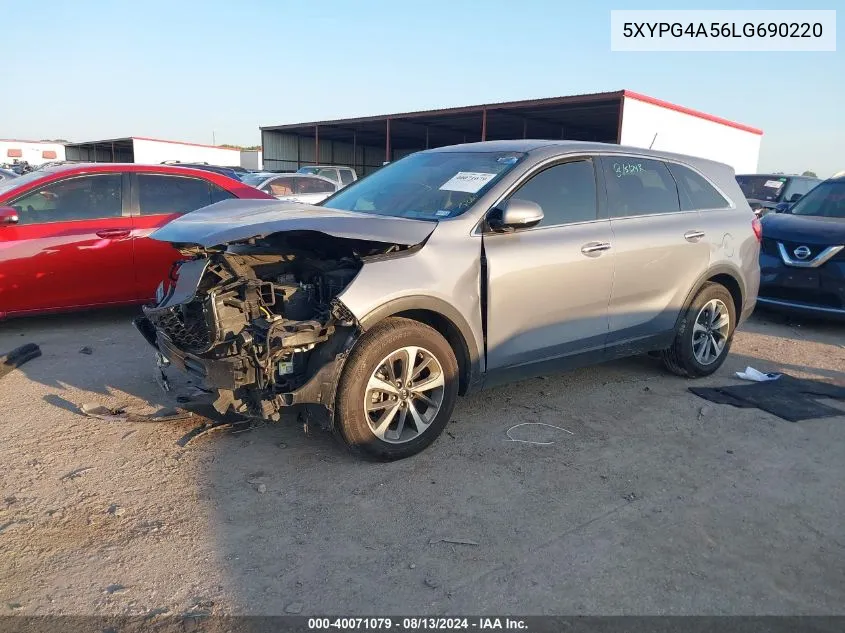 2020 Kia Sorento 3.3L Lx VIN: 5XYPG4A56LG690220 Lot: 40071079