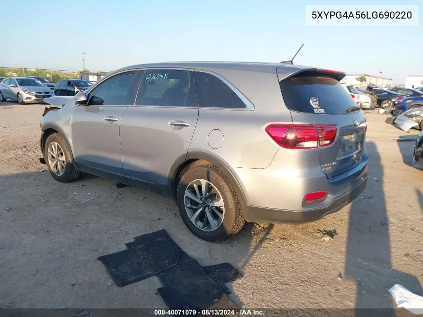 2020 Kia Sorento 3.3L Lx VIN: 5XYPG4A56LG690220 Lot: 40071079