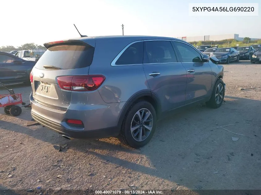 2020 Kia Sorento 3.3L Lx VIN: 5XYPG4A56LG690220 Lot: 40071079