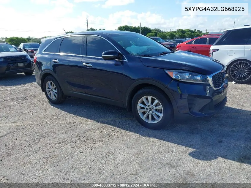 2020 Kia Sorento 2.4L Lx VIN: 5XYPG4A32LG668925 Lot: 40083712