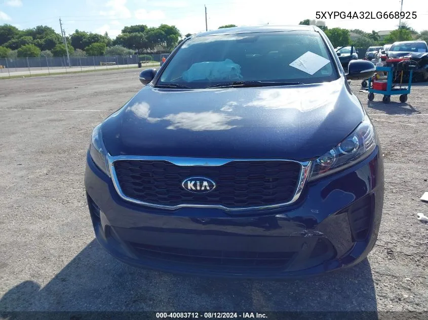 2020 Kia Sorento 2.4L Lx VIN: 5XYPG4A32LG668925 Lot: 40083712