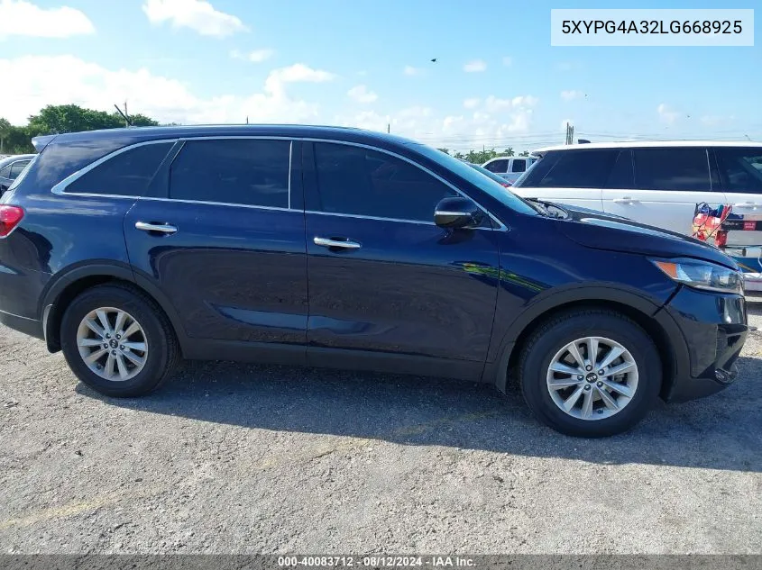 2020 Kia Sorento 2.4L Lx VIN: 5XYPG4A32LG668925 Lot: 40083712