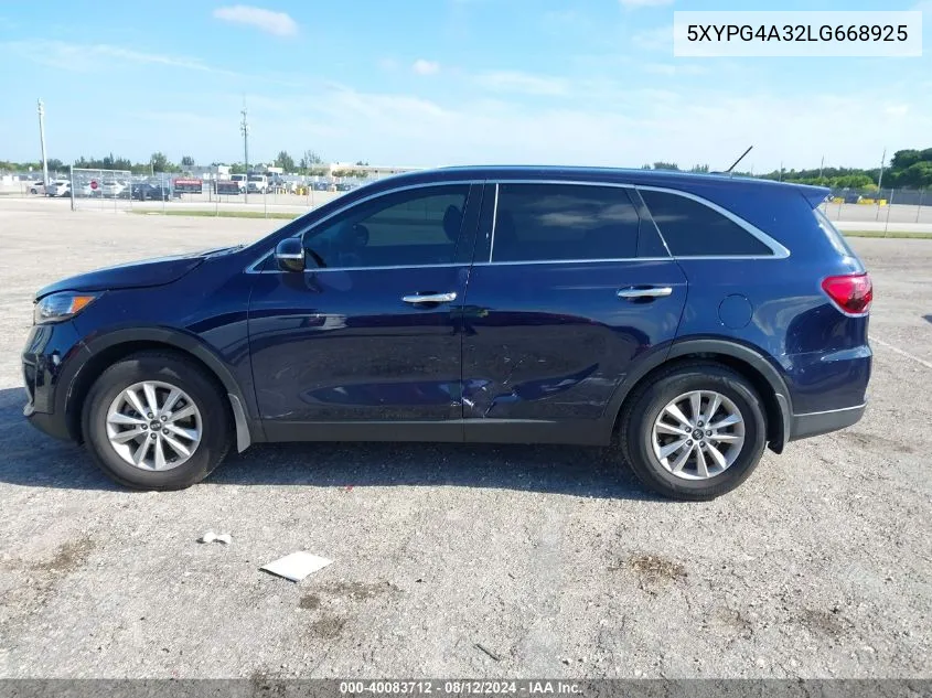 2020 Kia Sorento 2.4L Lx VIN: 5XYPG4A32LG668925 Lot: 40083712